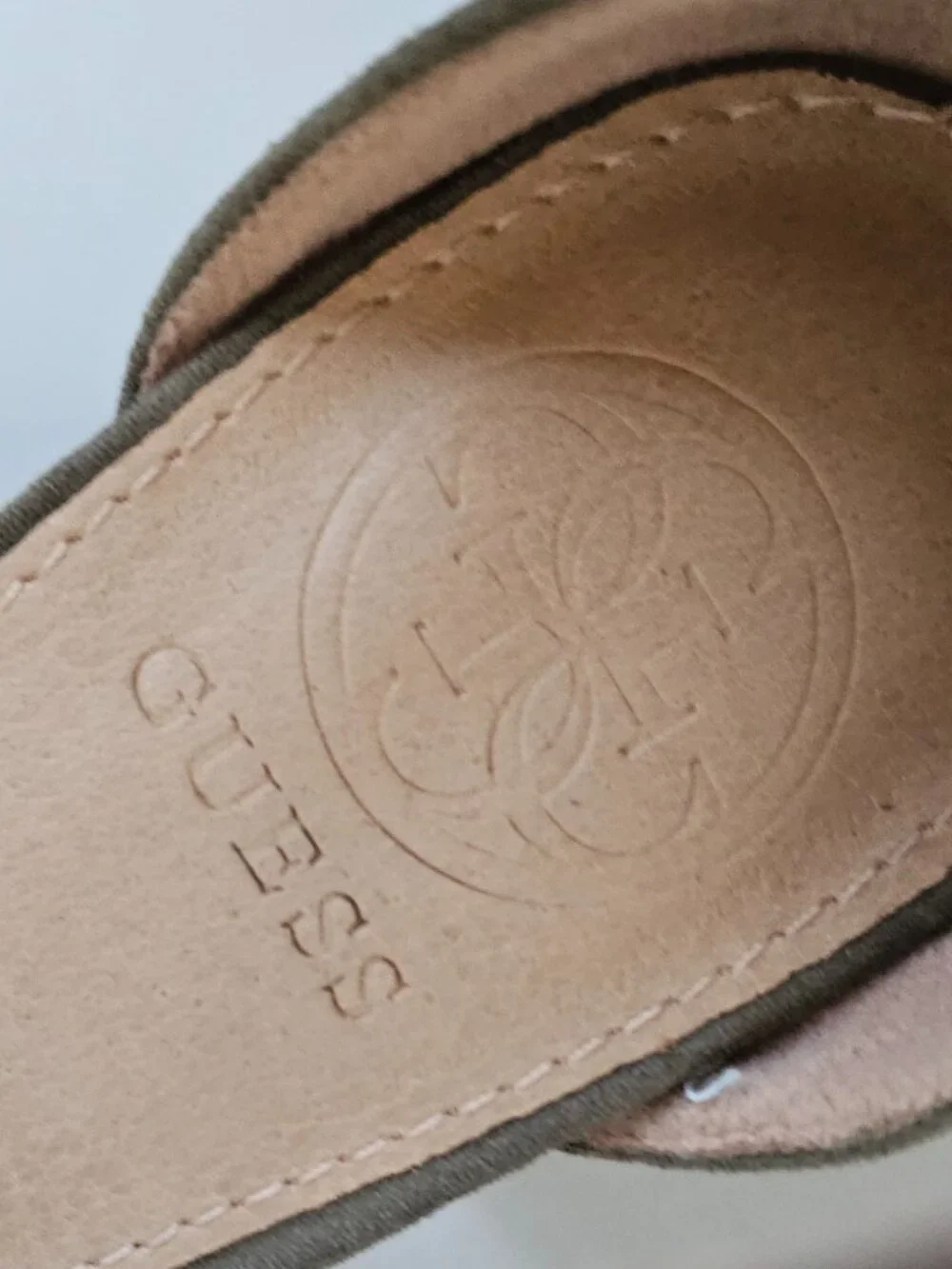 Guess Olive Green Block Heel Sandals with Ankle Strap